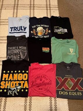 Bundle Lot Of 9 Beer T-shirt Lot Guinness  Truly Shiner Dos Equis Fireball Men L